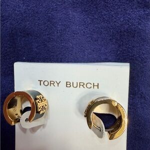 Tory Burch Black and Gold Cuff Earrings